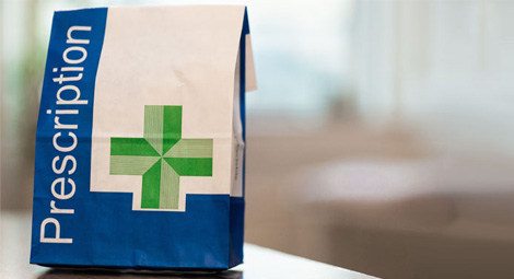 Pharmacy bag on a table top